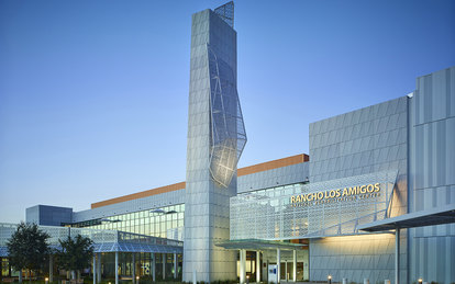 Rancho Los Amigos Outpatient Entry Dusk SmithGroup